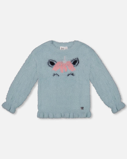 Unicorn Sweater Hairy Knit Turquoise-0