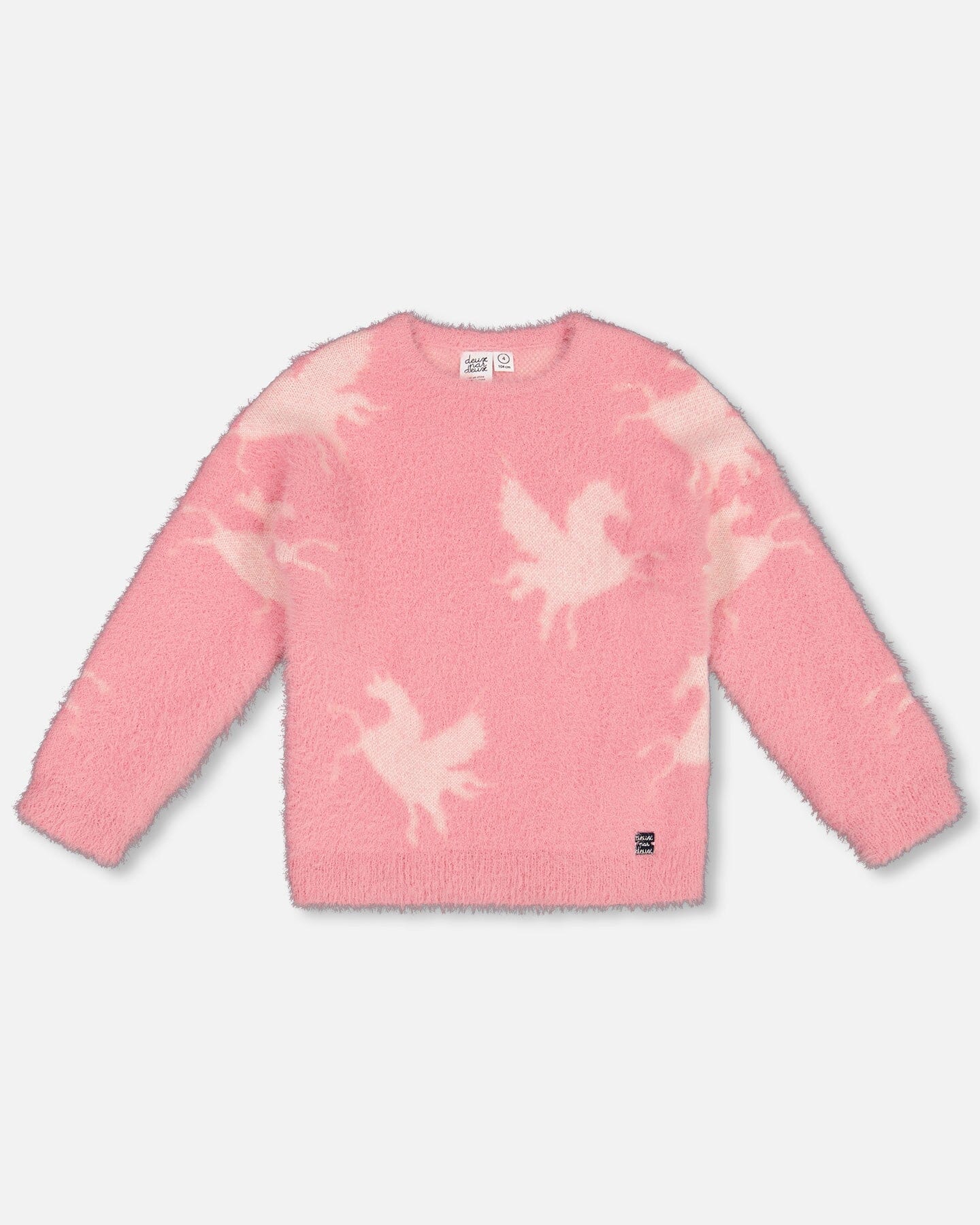 Jacquard Unicorn Sweater Hairy Knit Pink-0