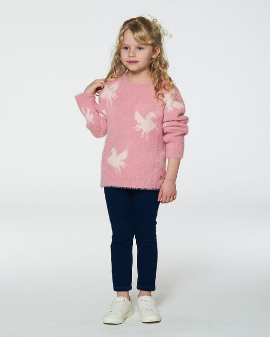 Jacquard Unicorn Sweater Hairy Knit Pink-1