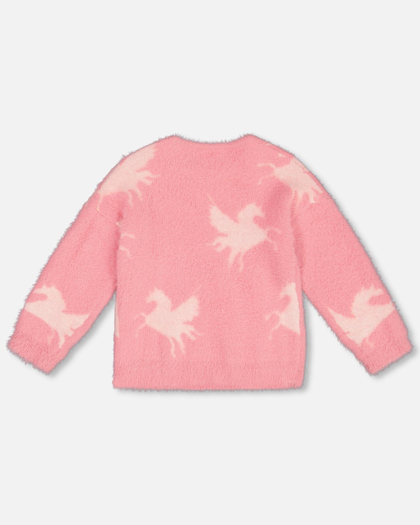 Jacquard Unicorn Sweater Hairy Knit Pink-2