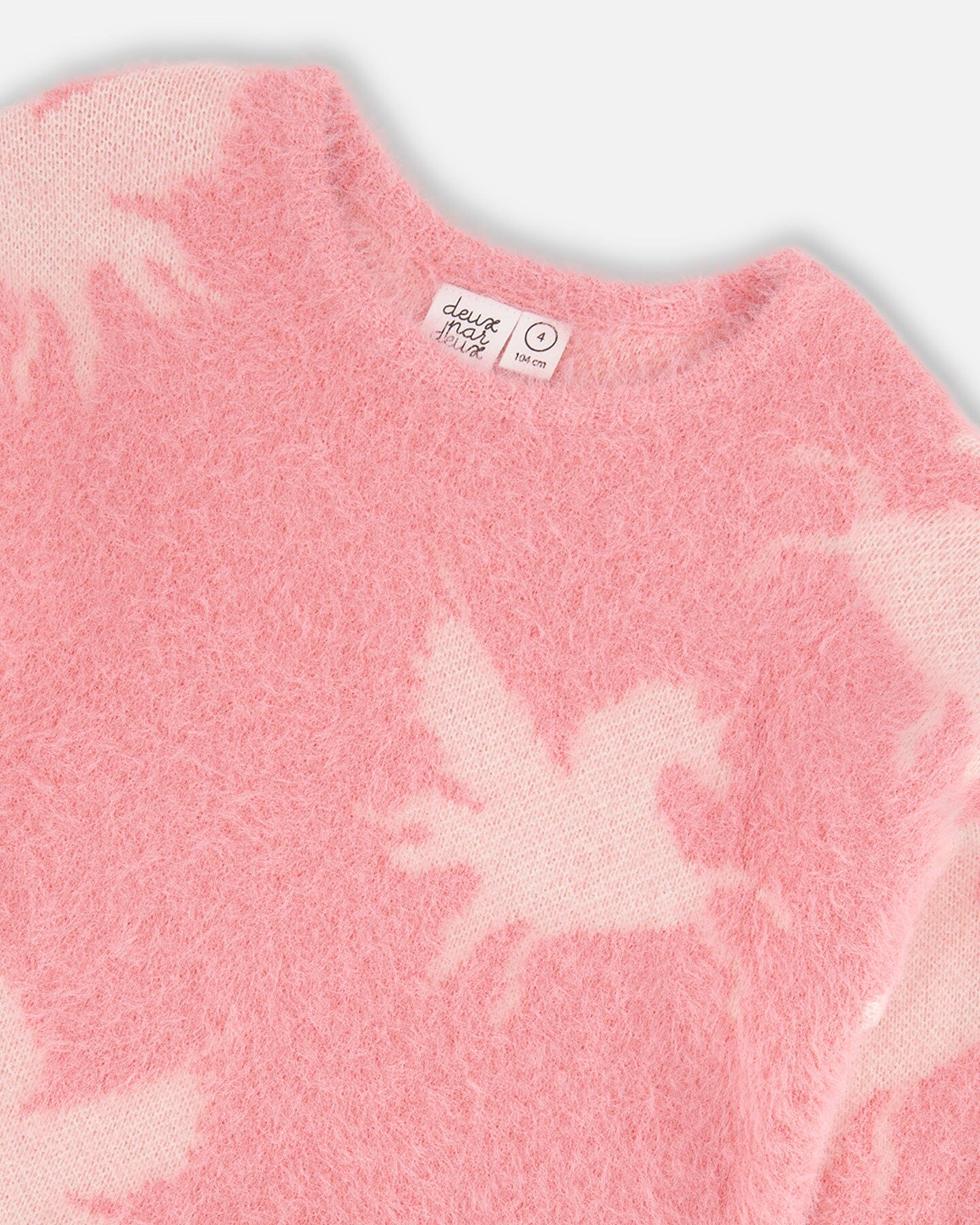 Jacquard Unicorn Sweater Hairy Knit Pink-3