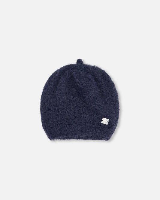 Hairy Knit Beret Navy-0