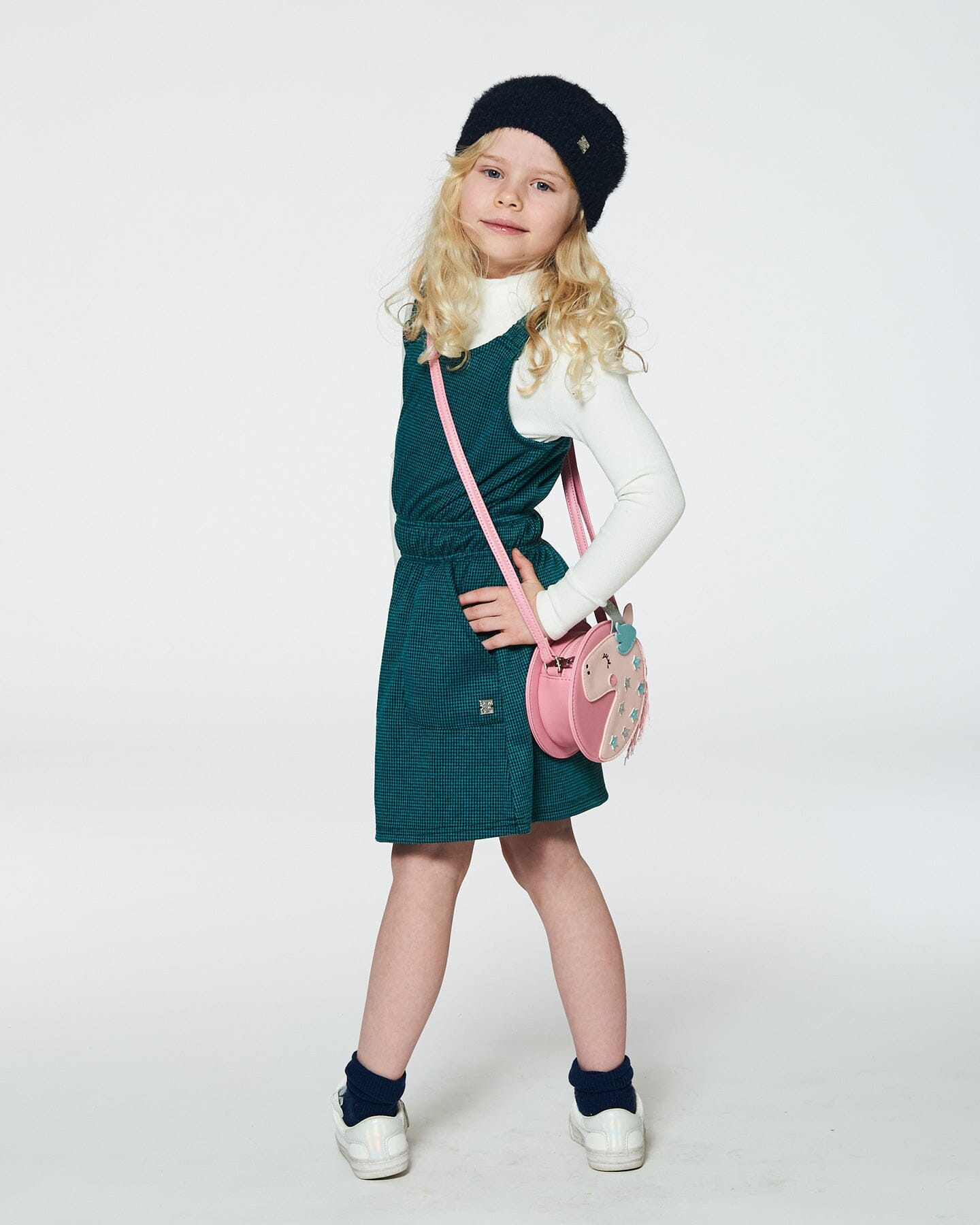 Hairy Knit Beret Navy-1