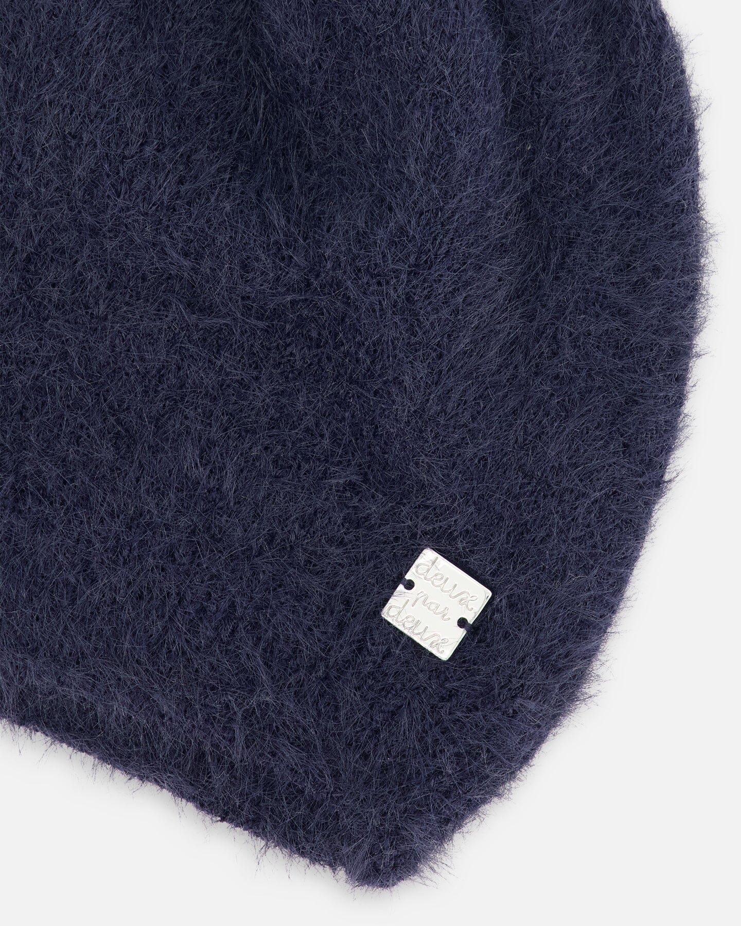 Hairy Knit Beret Navy-3
