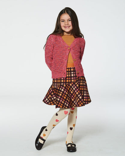 Milano Skirt Plaid Magenta And Brown-1