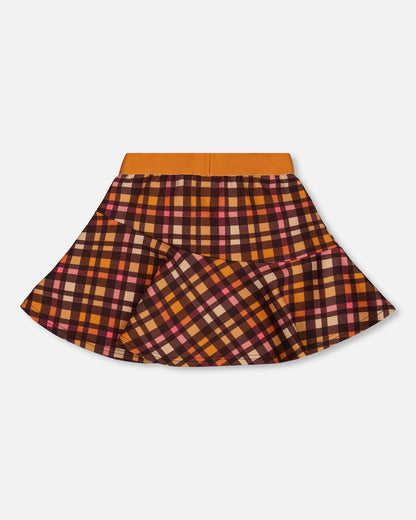 Milano Skirt Plaid Magenta And Brown-2