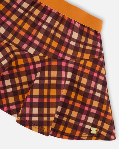 Milano Skirt Plaid Magenta And Brown-3