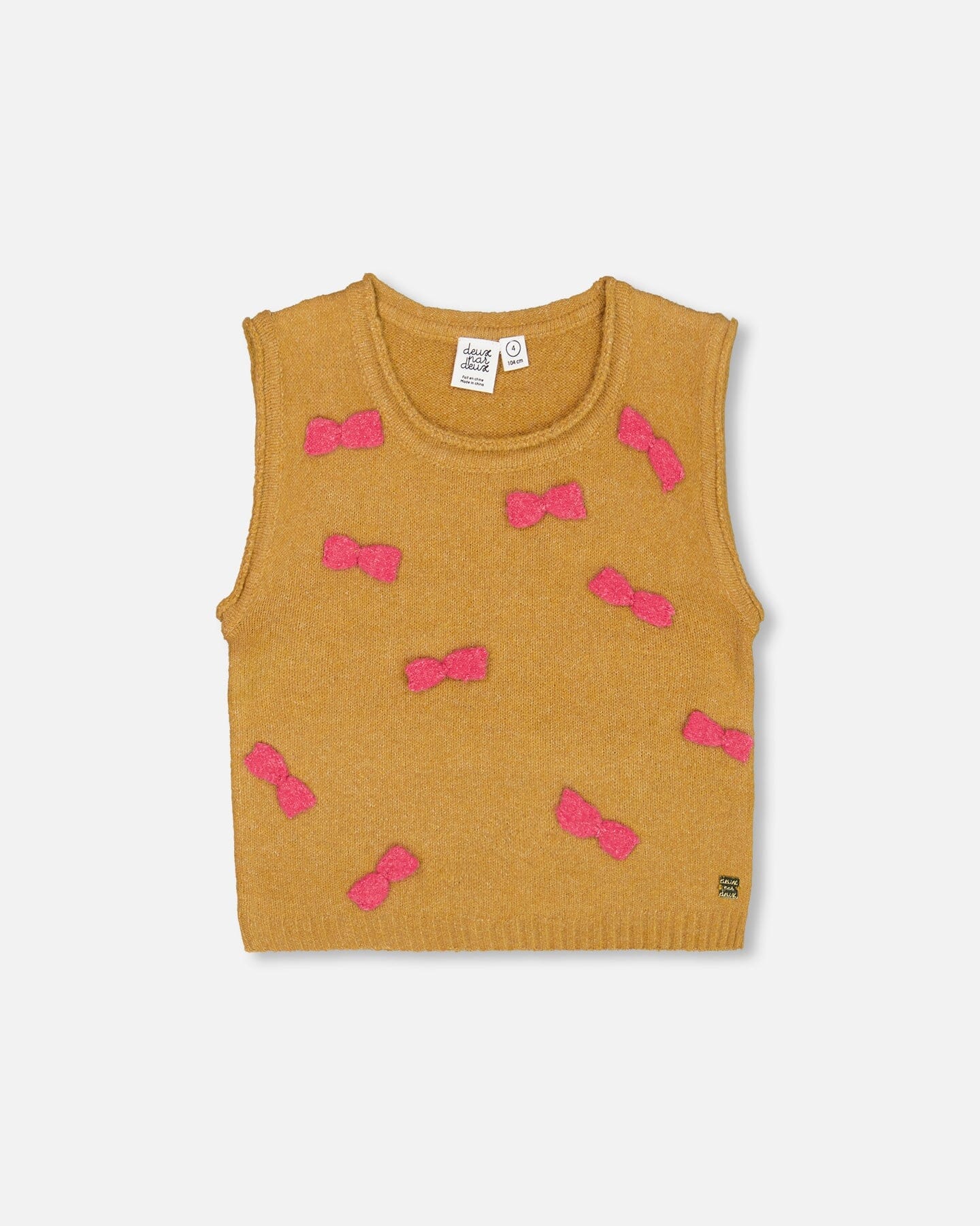 Knit Vest With Bows Golden Brown-0