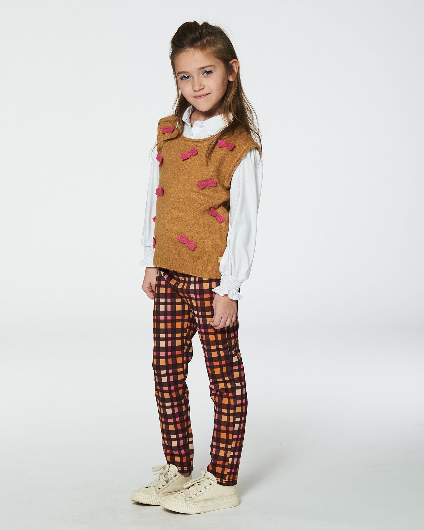 Knit Vest With Bows Golden Brown-1
