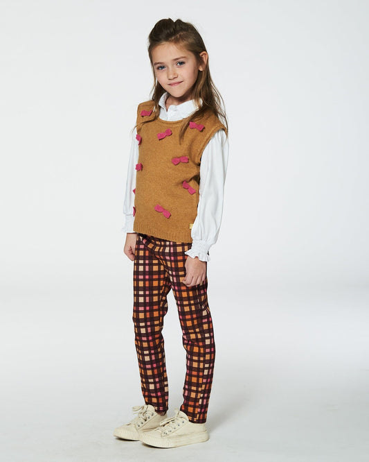 Knit Vest With Bows Golden Brown-1