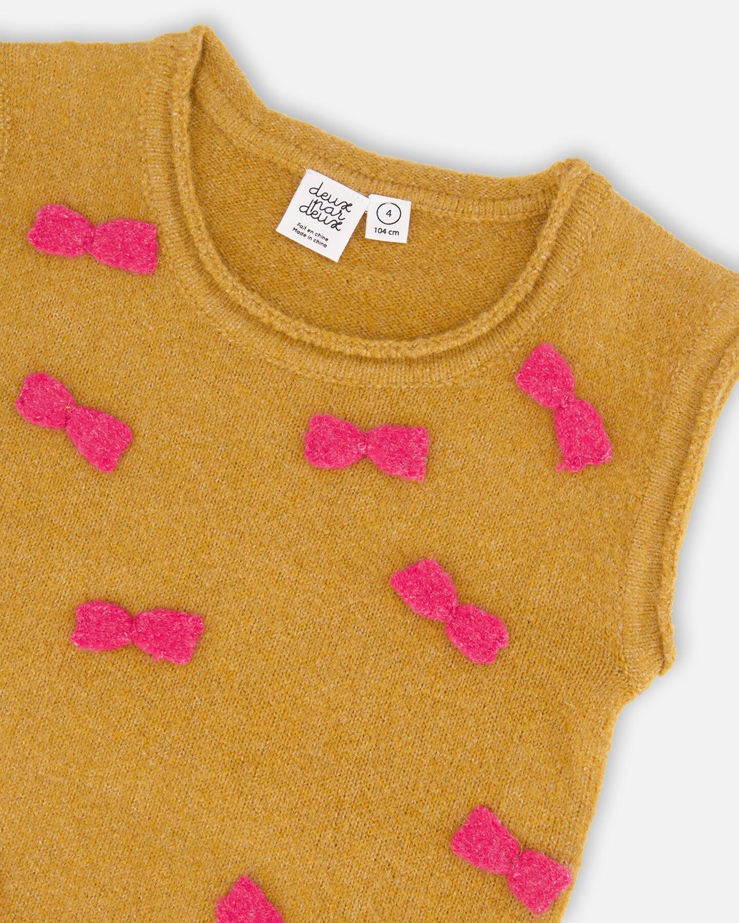 Knit Vest With Bows Golden Brown-3