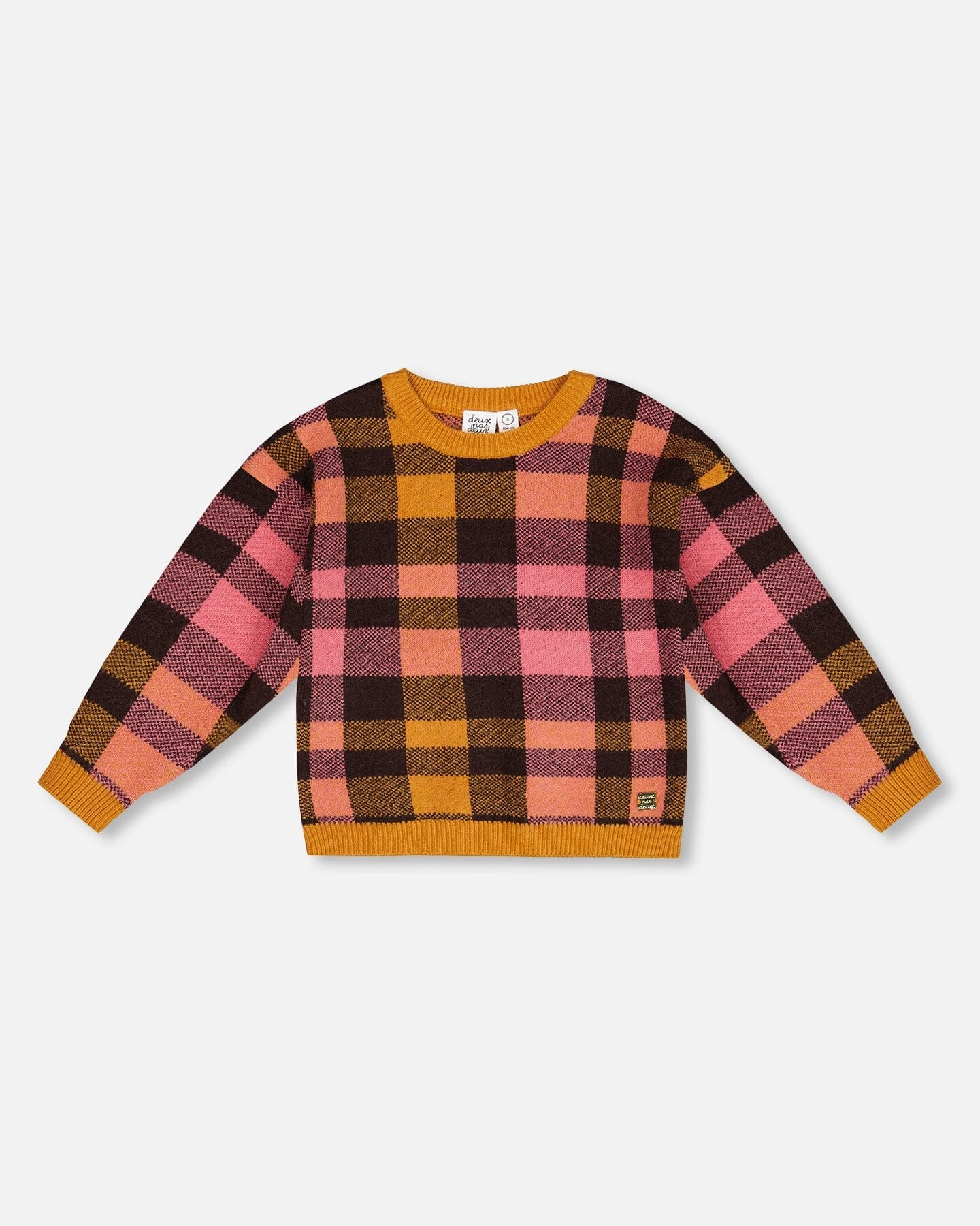 Knit Top Plaid Magenta And Brown-0