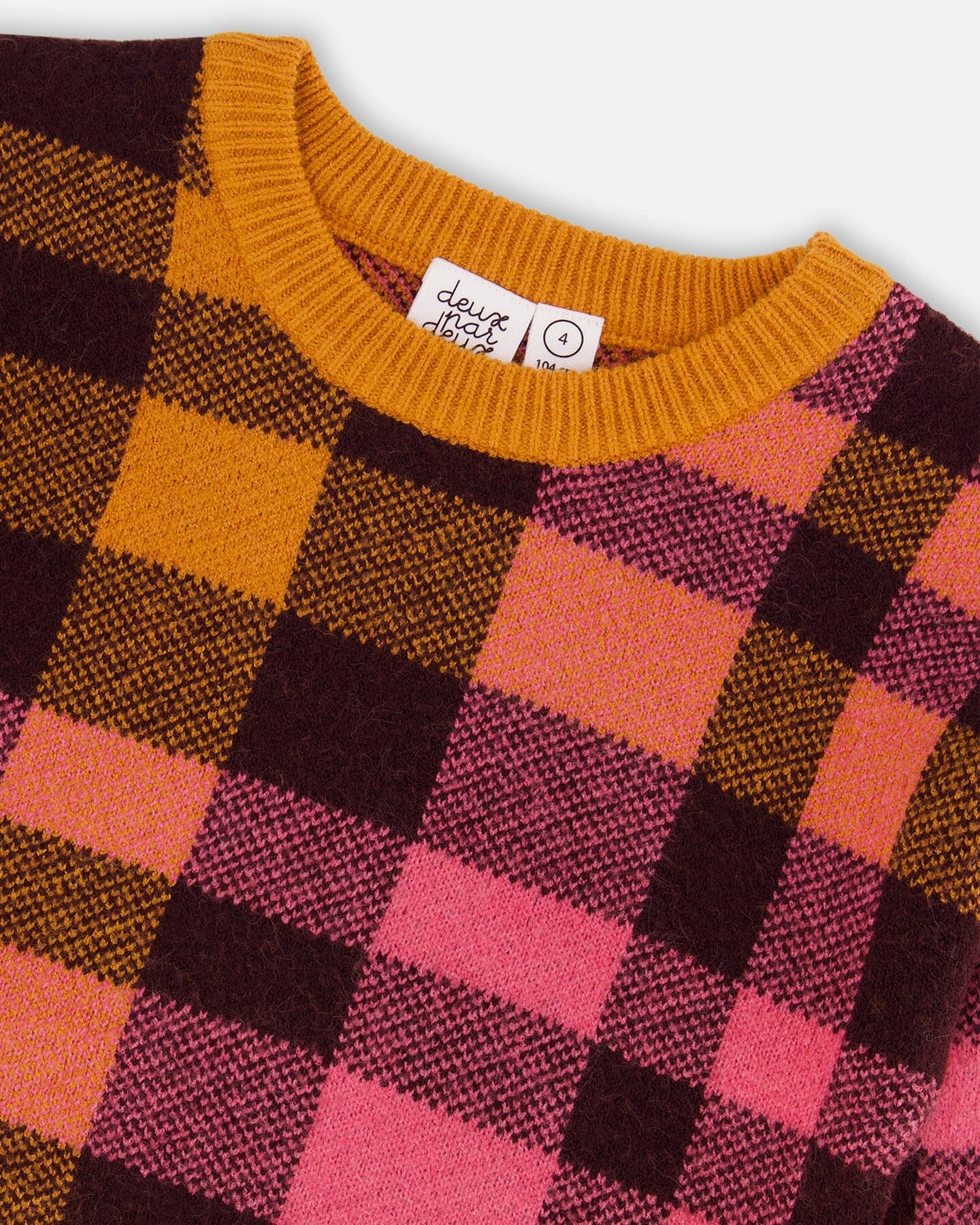 Knit Top Plaid Magenta And Brown-4