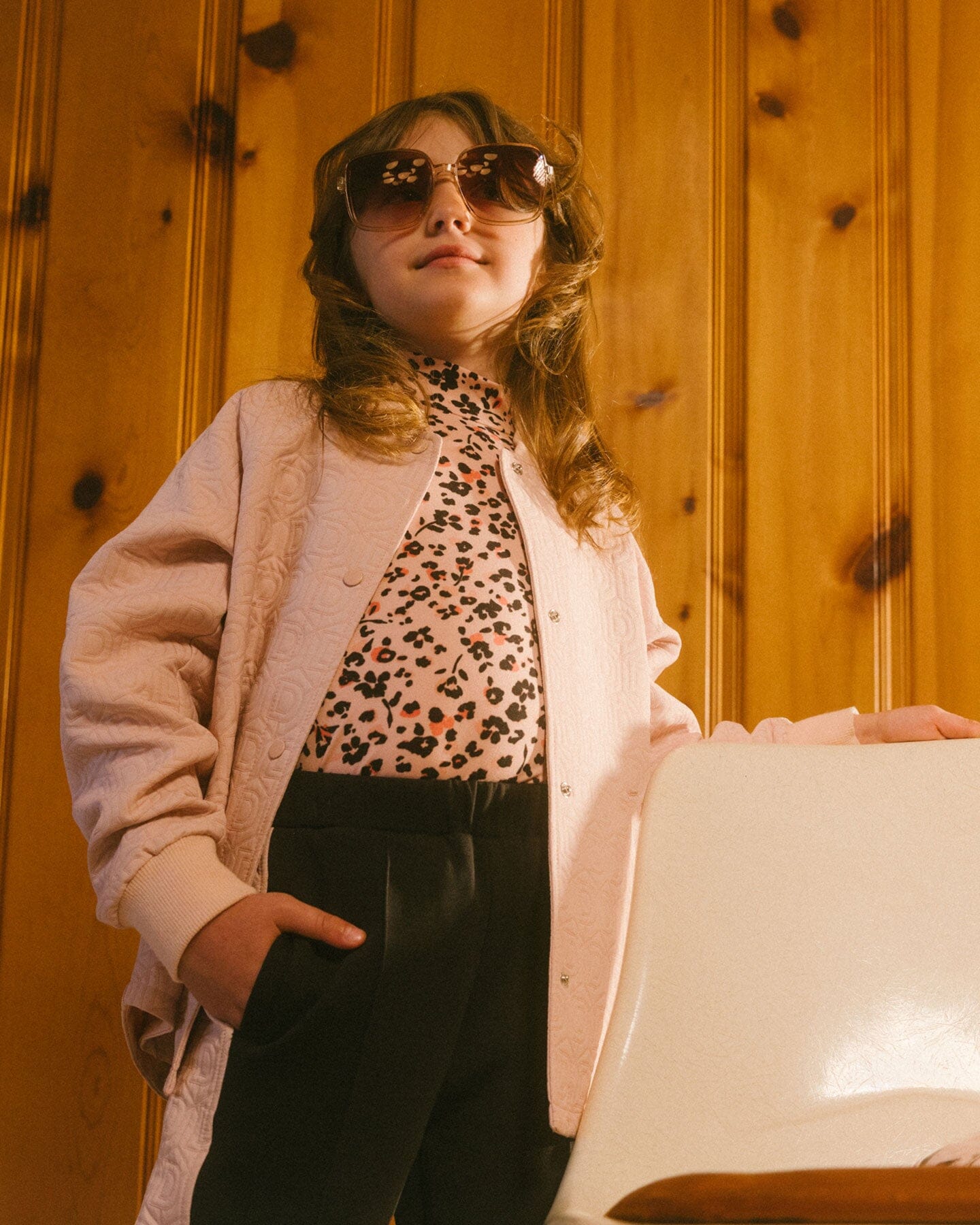 Quilted Long Sleeve Overshirt Light Pink-2