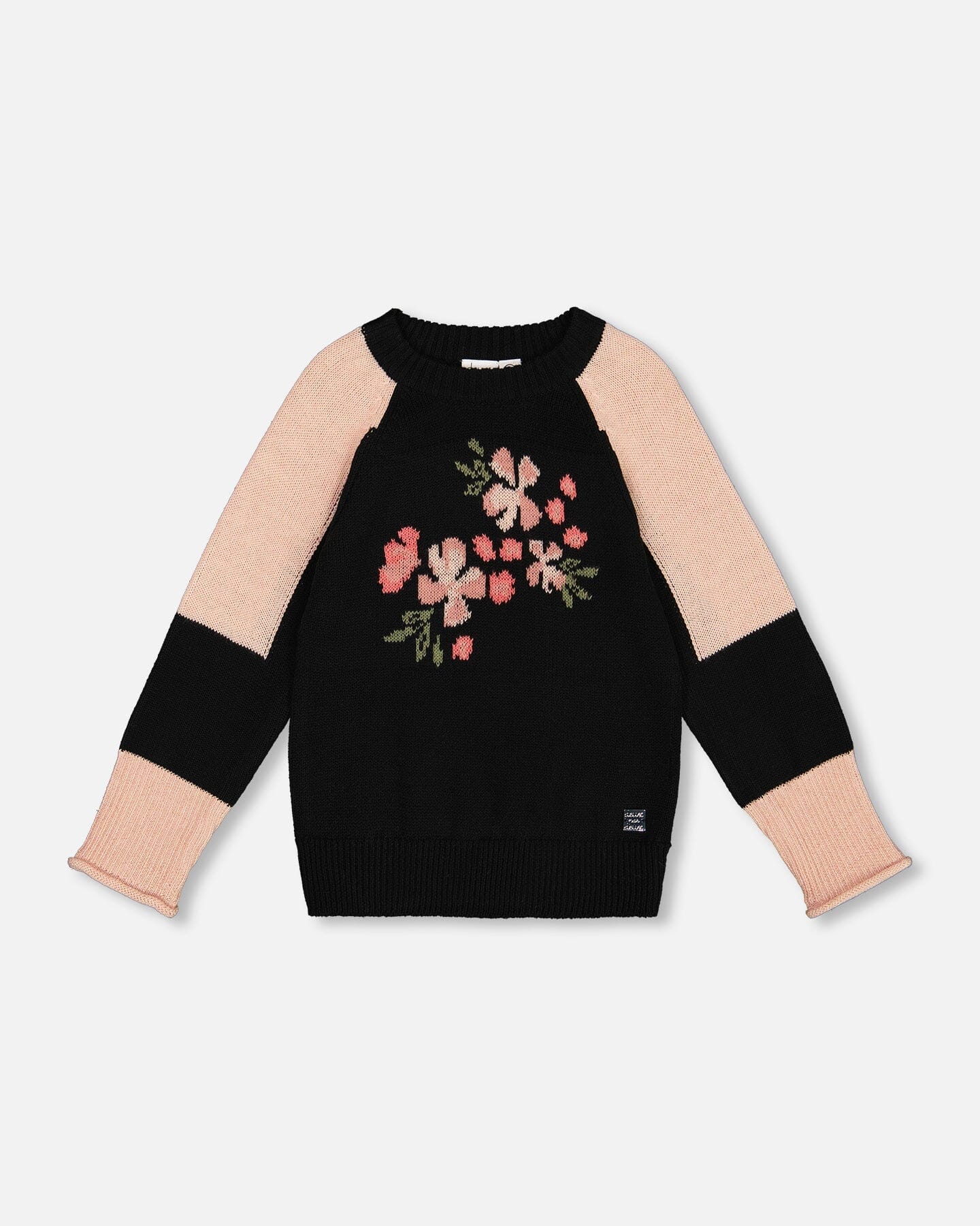 Colorblock Knit Sweater With Intarsia Black-0