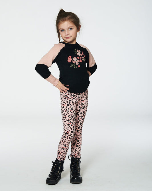 Colorblock Knit Sweater With Intarsia Black-1