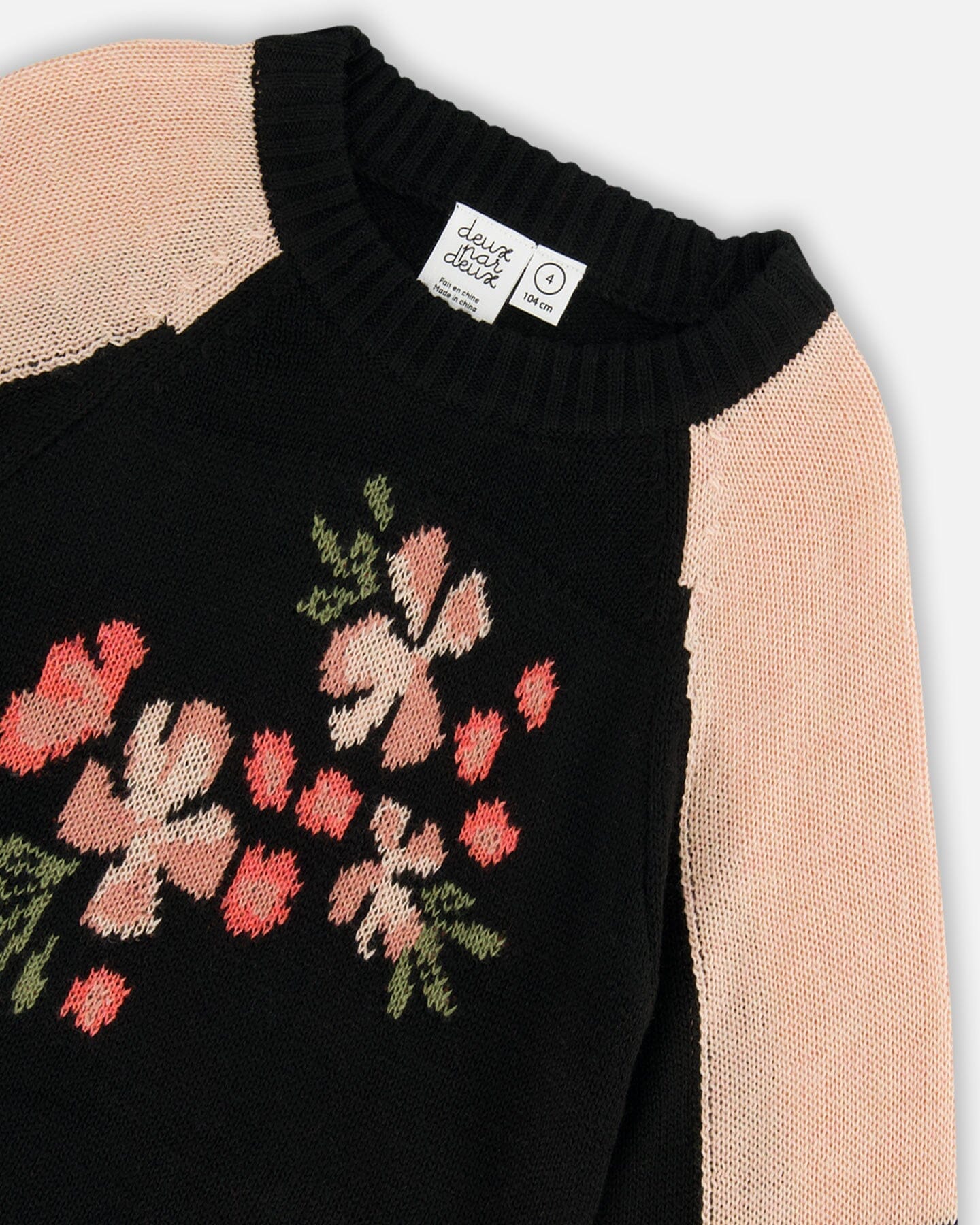 Colorblock Knit Sweater With Intarsia Black-3