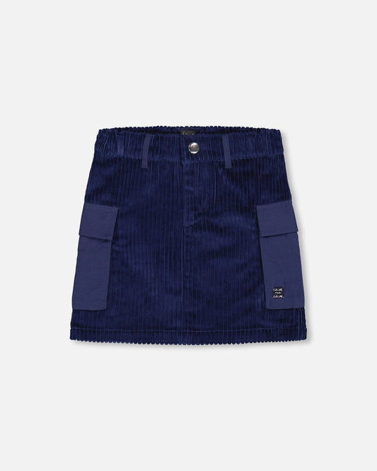 Corduroy Cargo Pocket Skirt Navy-0