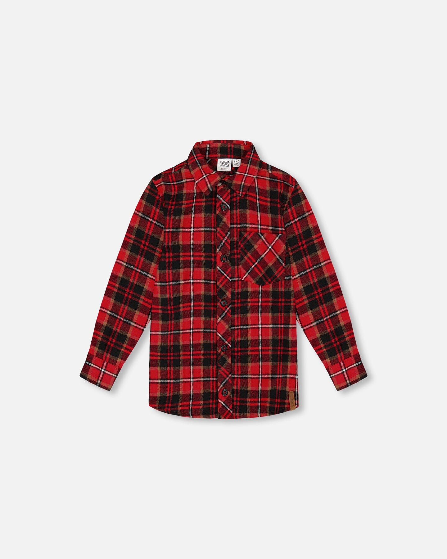Long Sleeve Button Down Flannel Shirt Plaid Black And Red-0