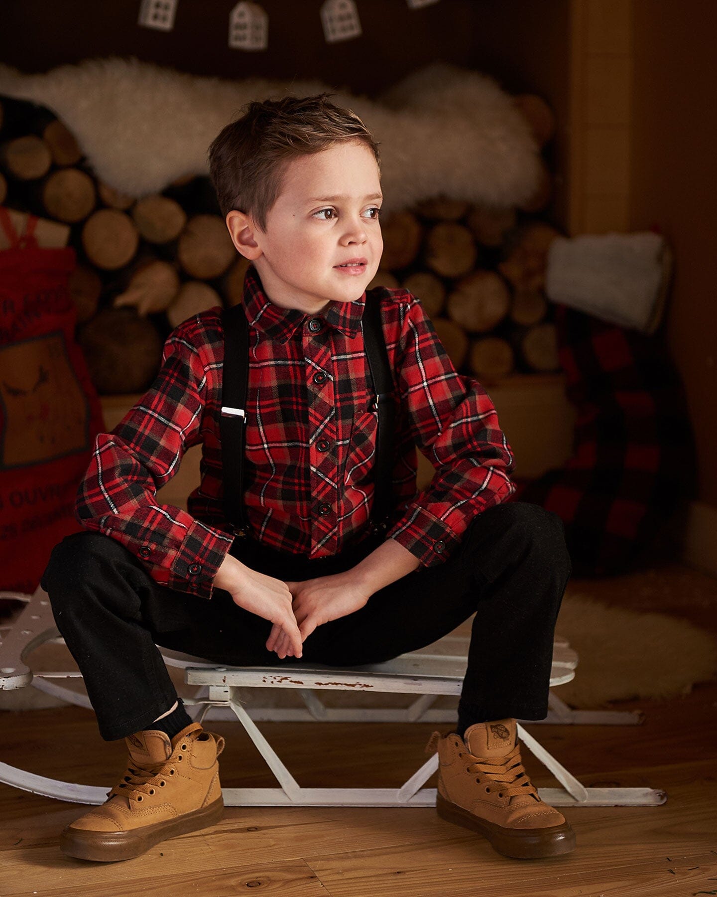 Long Sleeve Button Down Flannel Shirt Plaid Black And Red-1