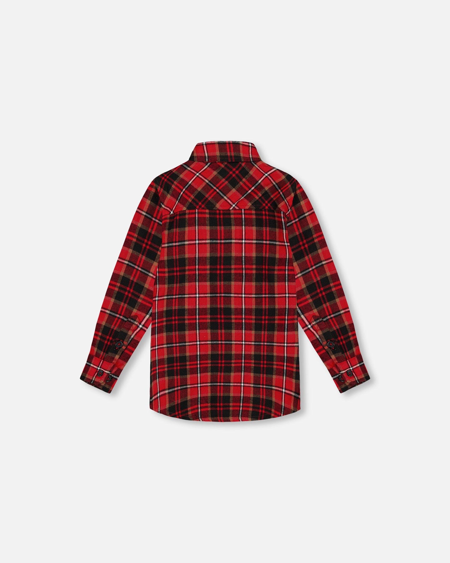 Long Sleeve Button Down Flannel Shirt Plaid Black And Red-3