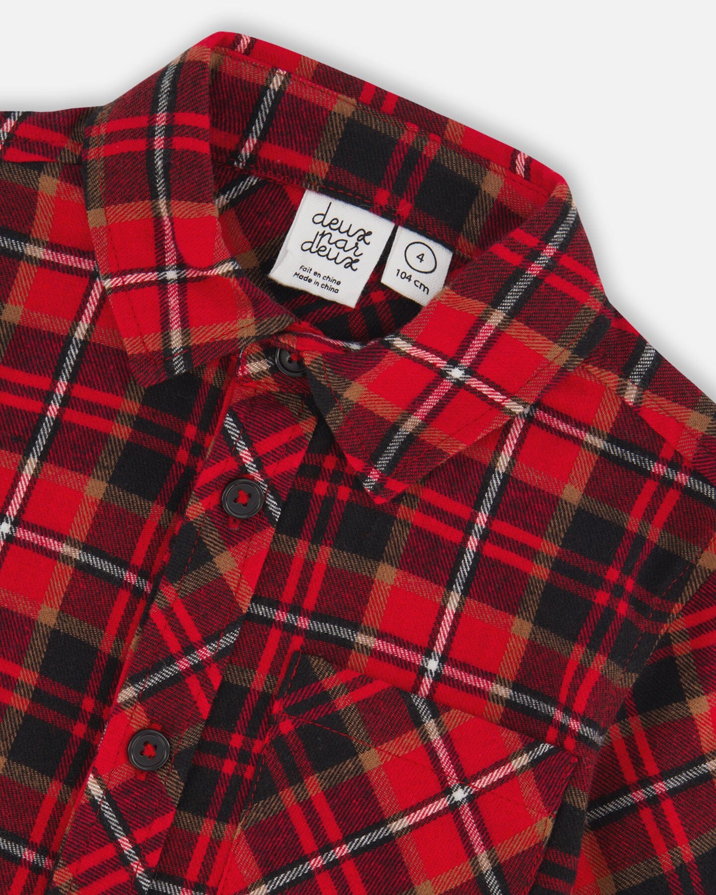 Long Sleeve Button Down Flannel Shirt Plaid Black And Red-4