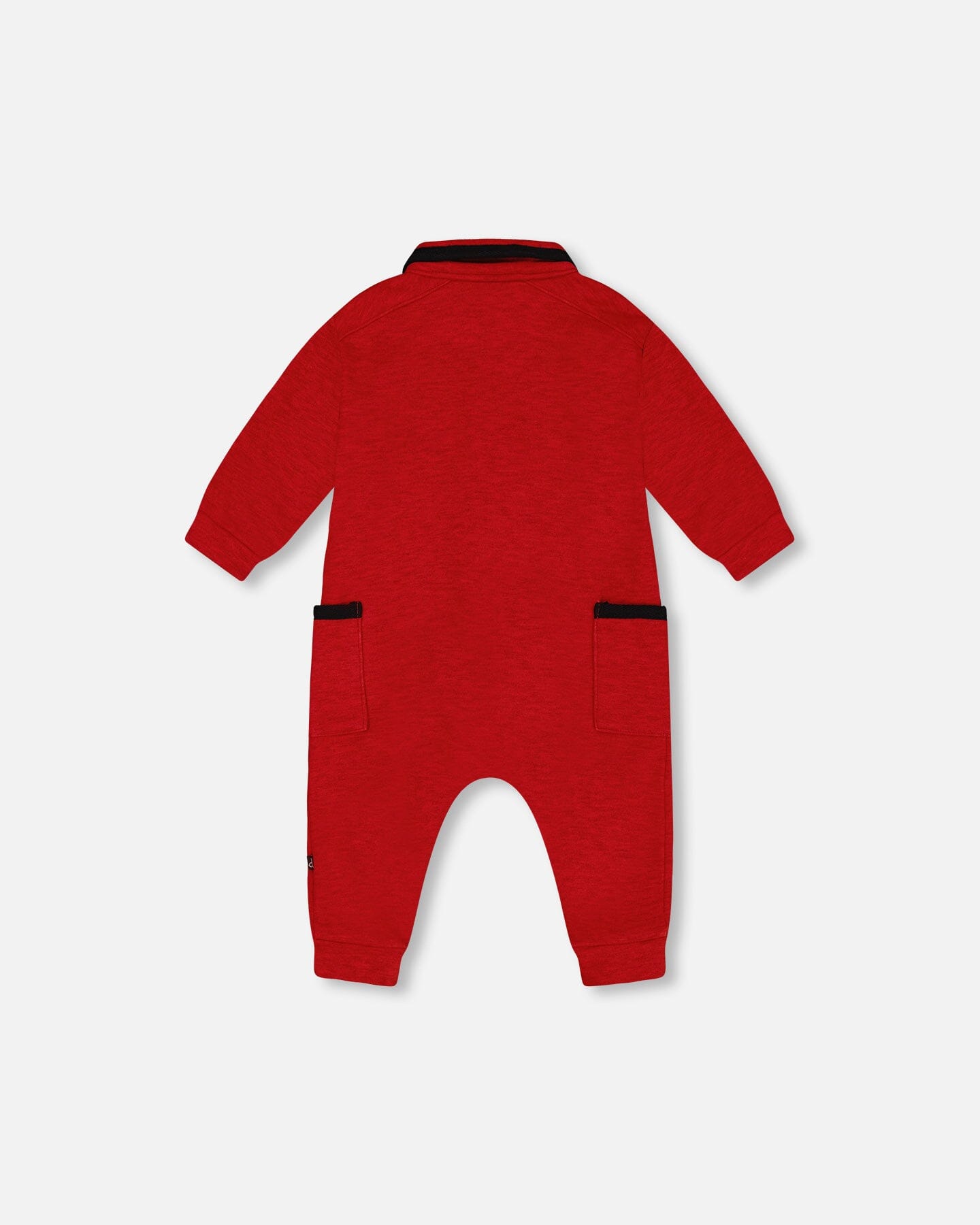 Button Front Jumpsuit Red Mix-1