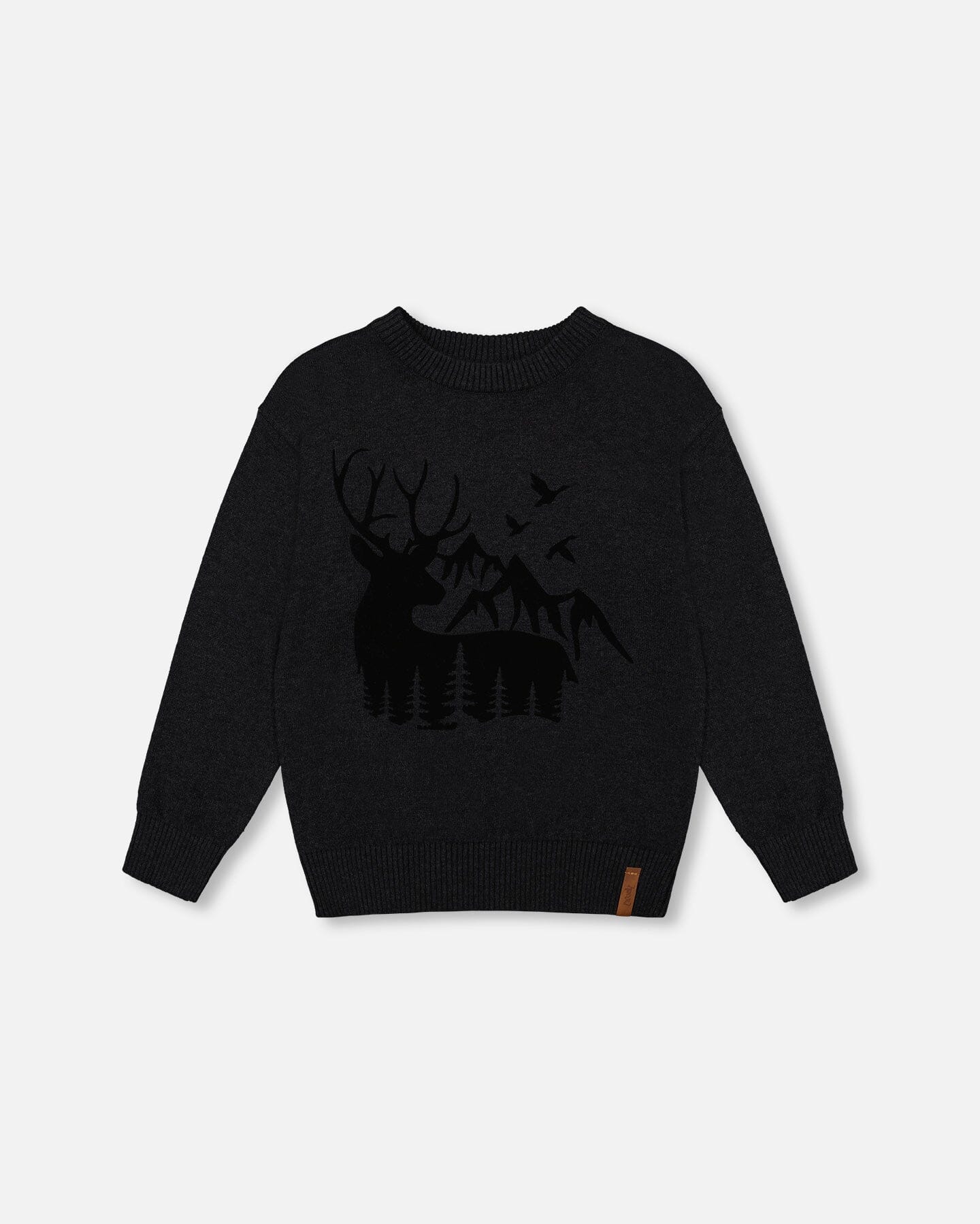 Sweater With Deer Flocking Dark Gray-0