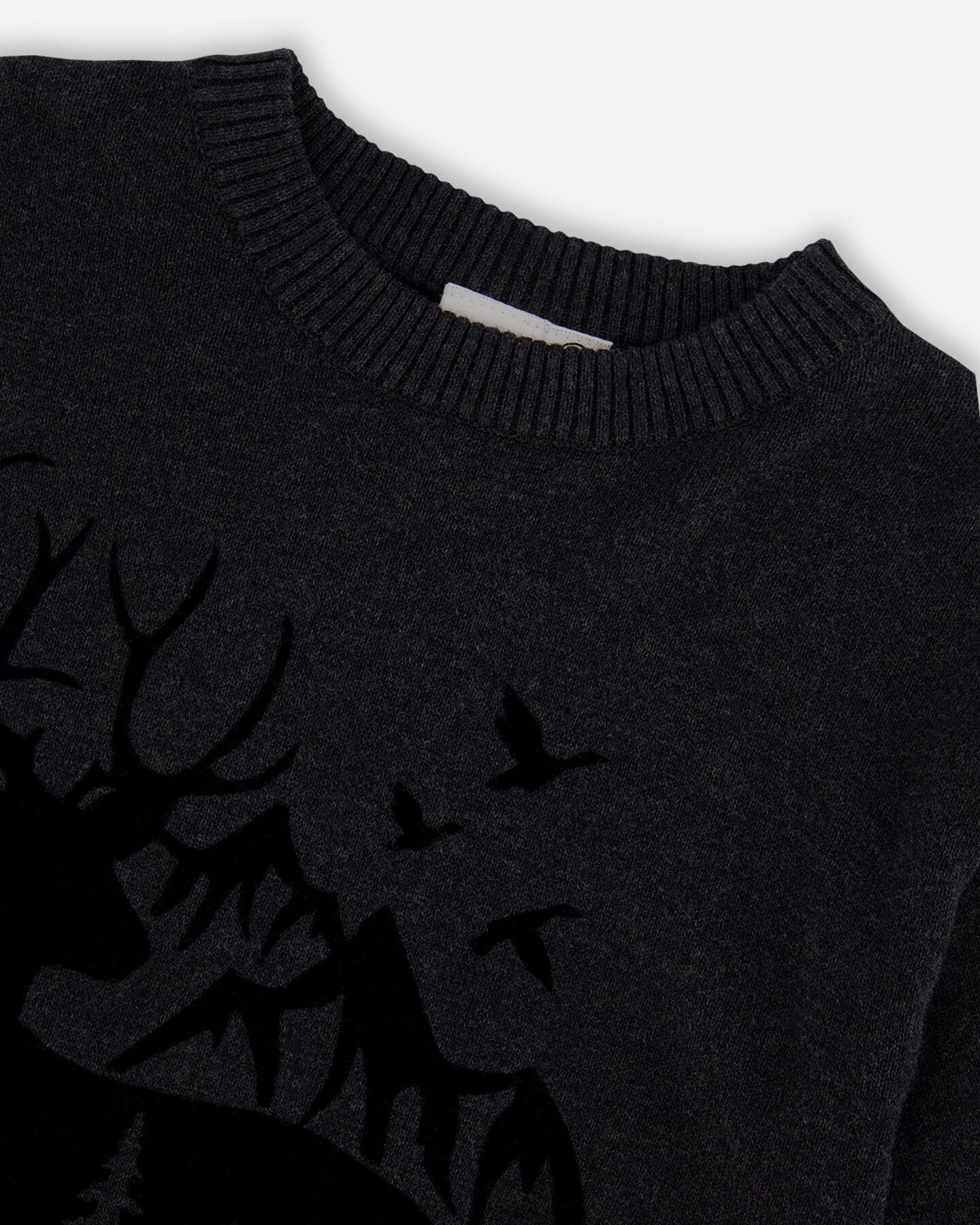 Sweater With Deer Flocking Dark Gray-4