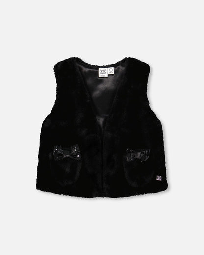 Faux Fur Vest Black-0
