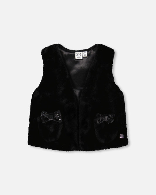 Faux Fur Vest Black-0