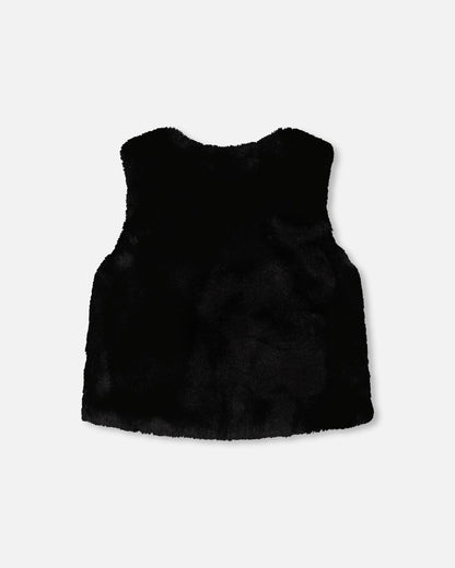 Faux Fur Vest Black-3