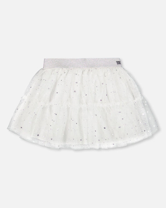 Glittering Tulle Skirt Off White-0