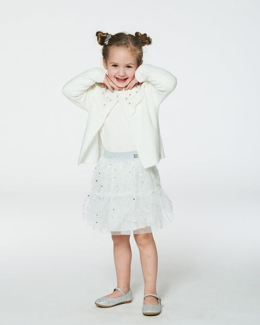 Glittering Tulle Skirt Off White-1