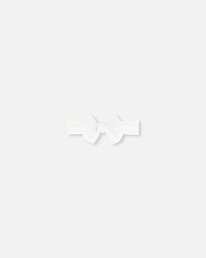 Headband With Glittering Tulle Bow Off White-0