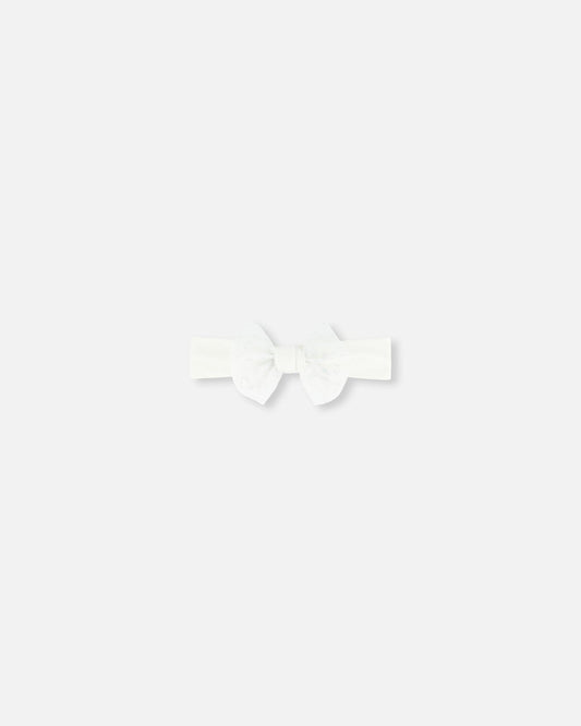 Headband With Glittering Tulle Bow Off White-0