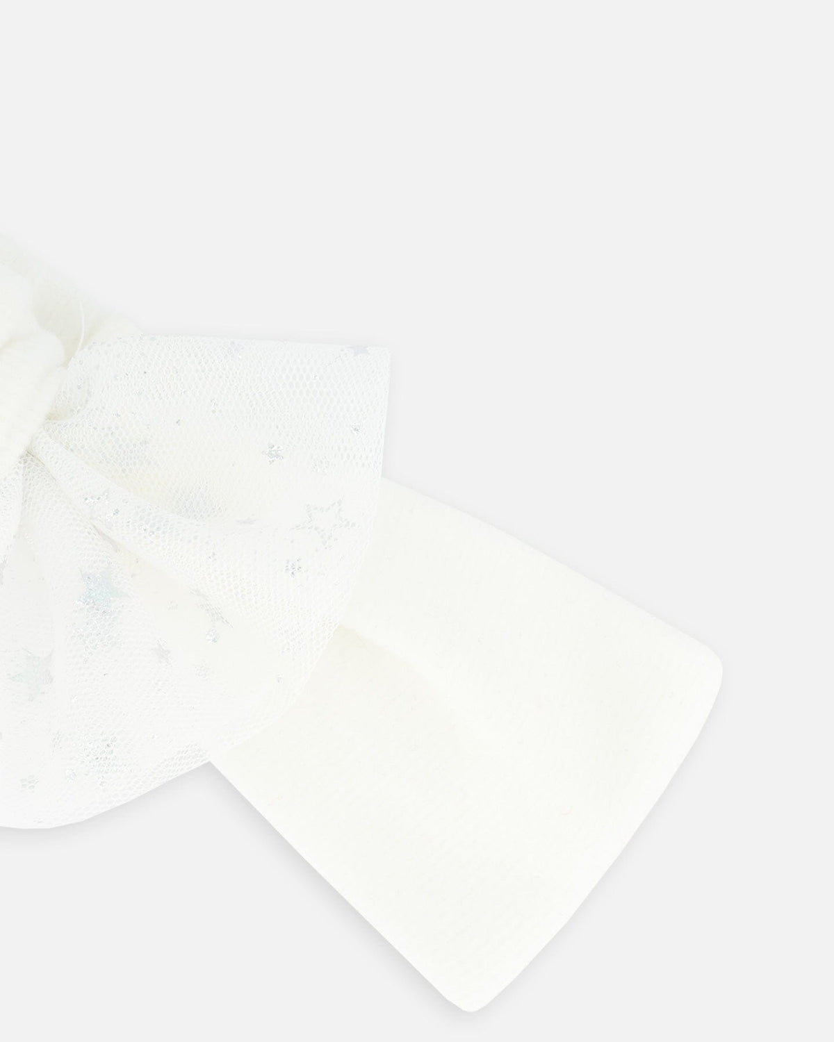 Headband With Glittering Tulle Bow Off White-4