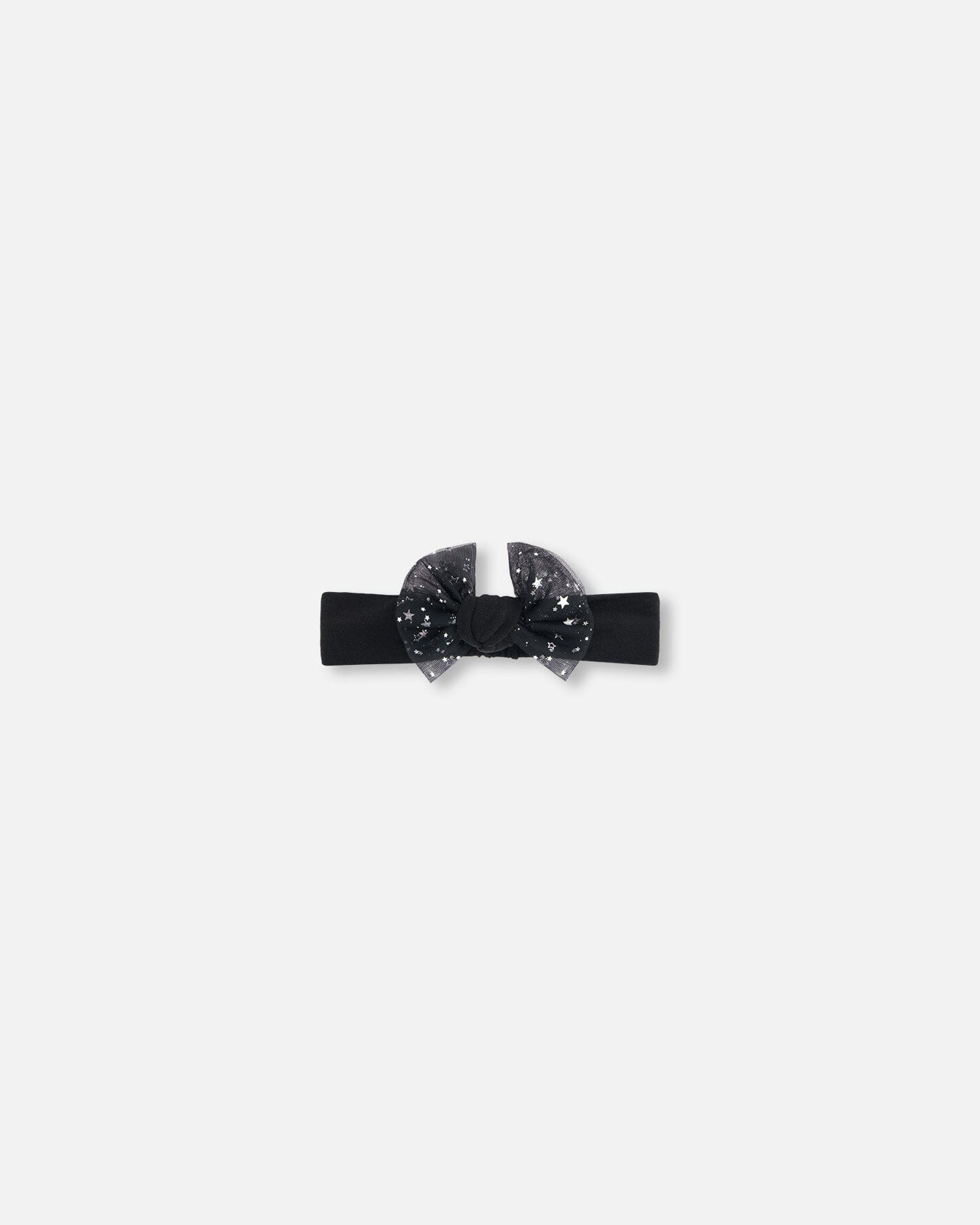 Headband With Glittering Tulle Bow Black-0