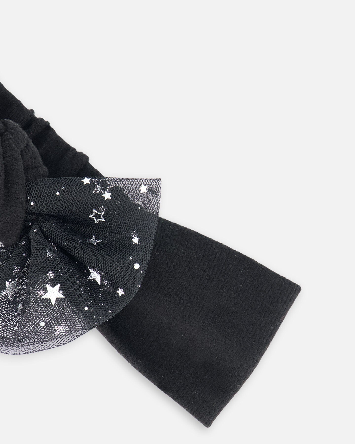 Headband With Glittering Tulle Bow Black-3