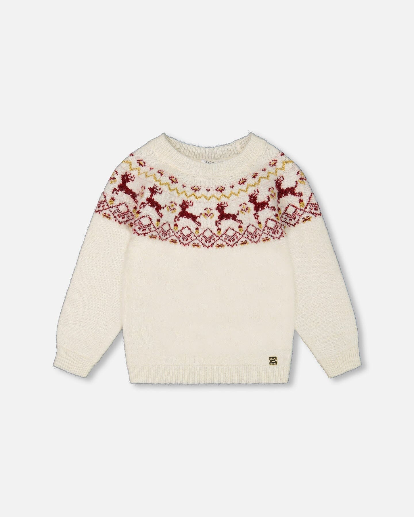 Sweater With Christmas Intarsia Off White And Red-0