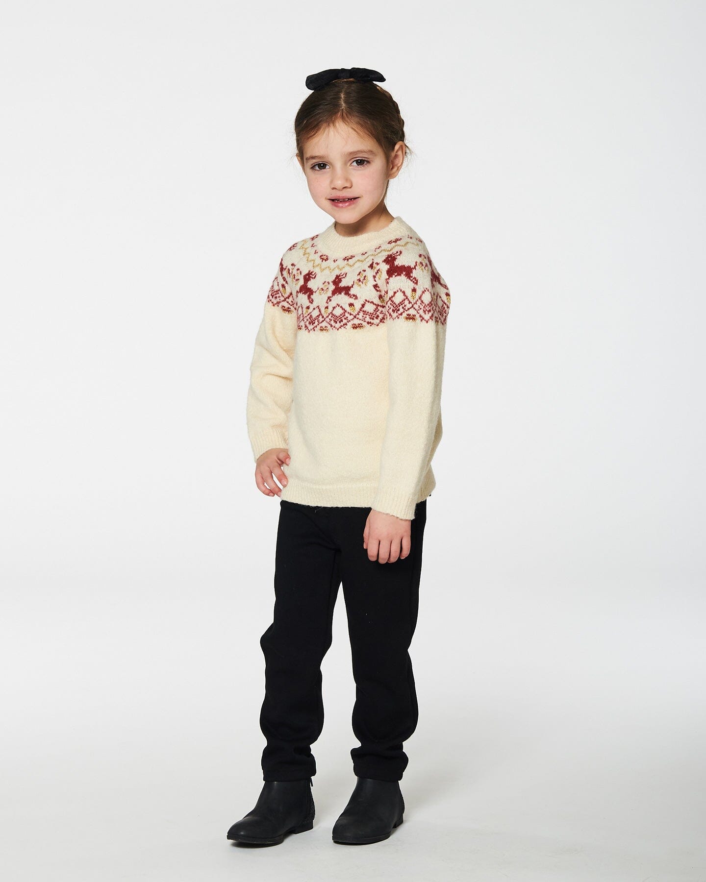 Sweater With Christmas Intarsia Off White And Red-1