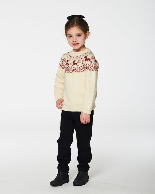 Sweater With Christmas Intarsia Off White And Red-1