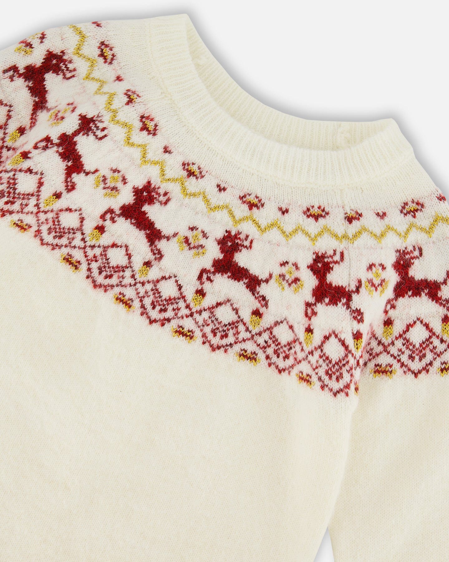 Sweater With Christmas Intarsia Off White And Red-4