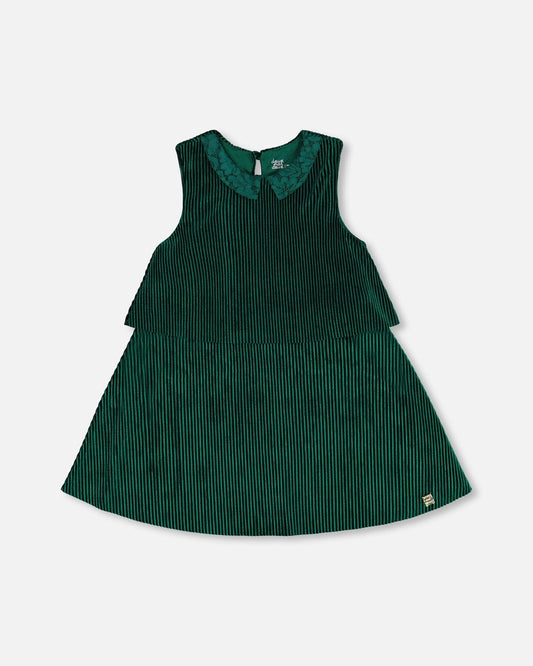 Sleeveless Dress With Eyelet Collar Forest Green-0