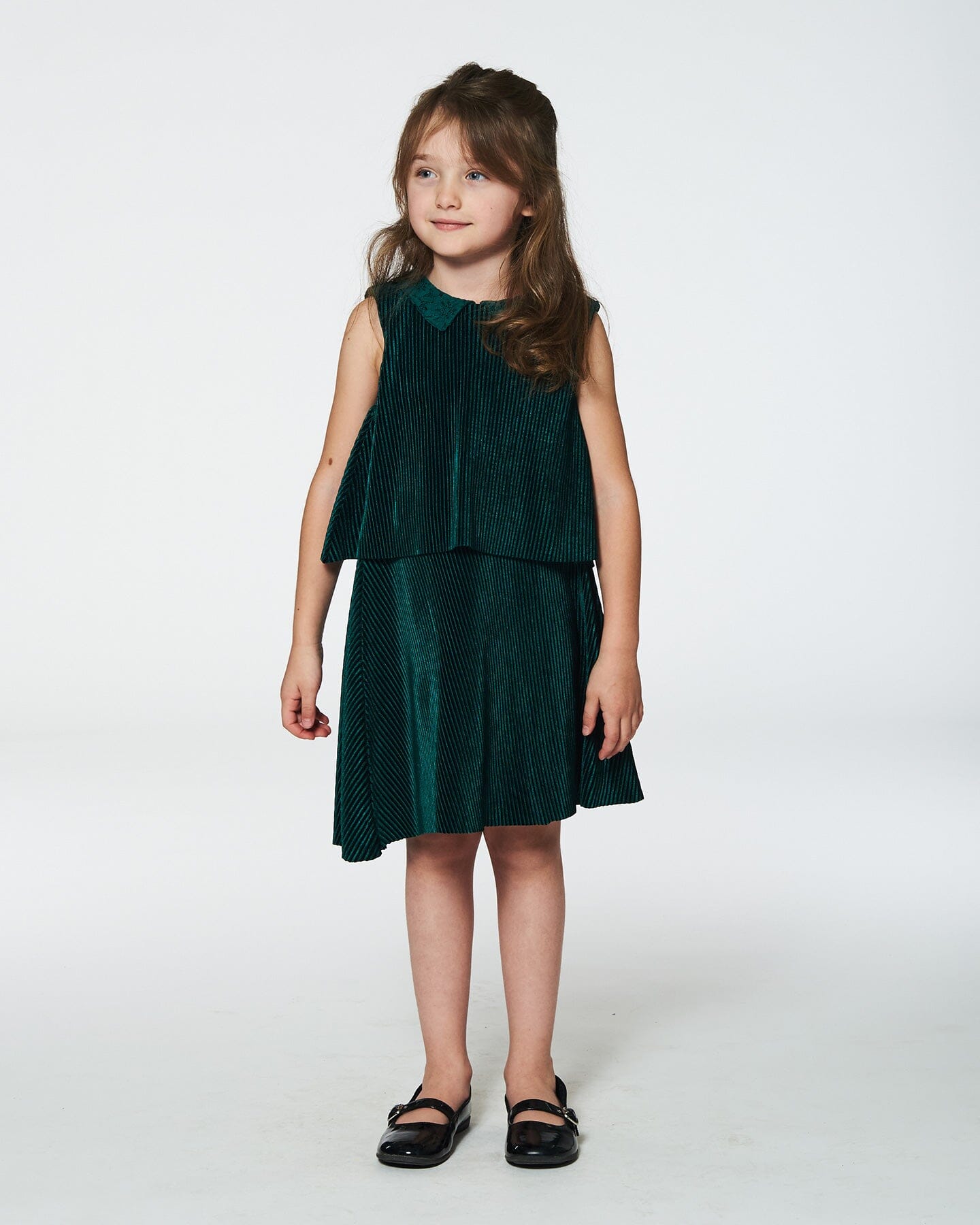 Sleeveless Dress With Eyelet Collar Forest Green-1