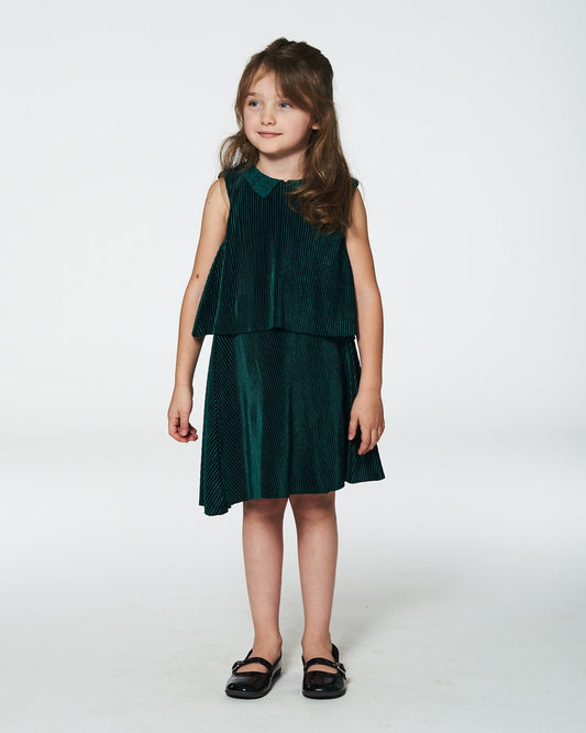 Sleeveless Dress With Eyelet Collar Forest Green-1
