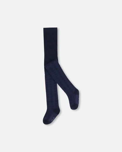 Tonal Jacquard Tights Navy-0