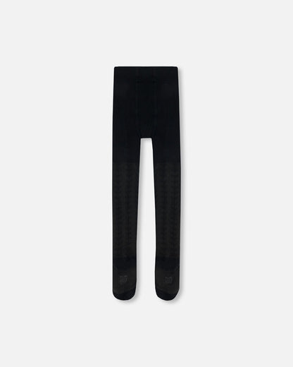 Tonal Jacquard Tights Black-2