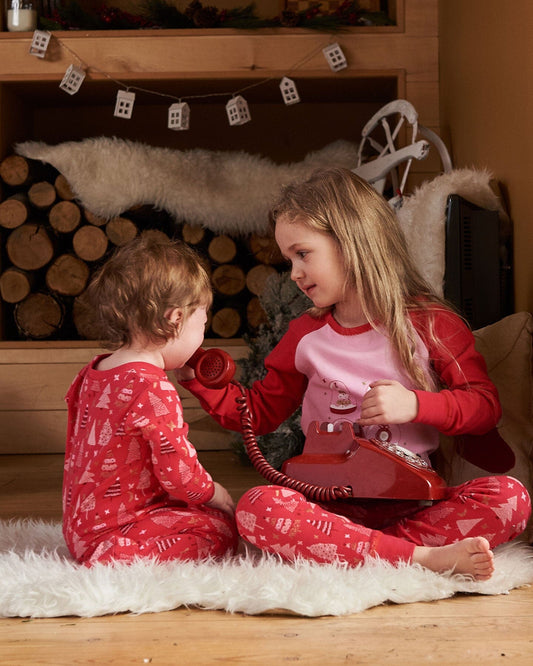 Organic Cotton One Piece Pajama Red Printed Christmas Tree-1