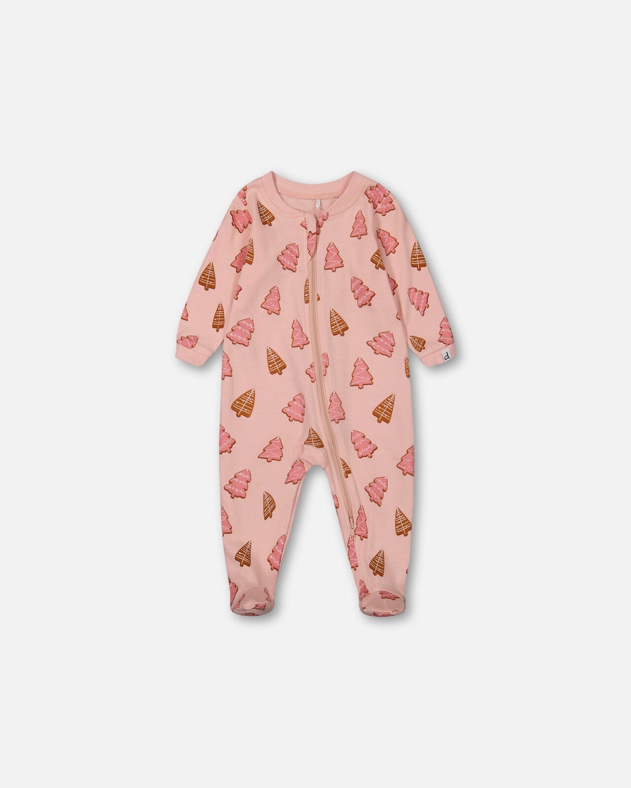 Organic Cotton One Piece Pajama Pink Christmas Cookies-0